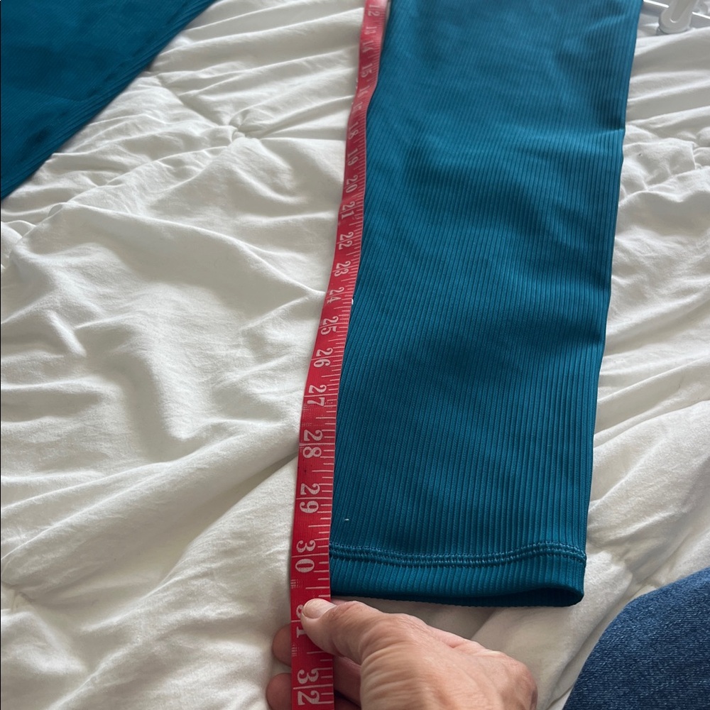Athleta Elation ribbed tight Teal High-Waisted Leggings size xl - Picture 11 of 11